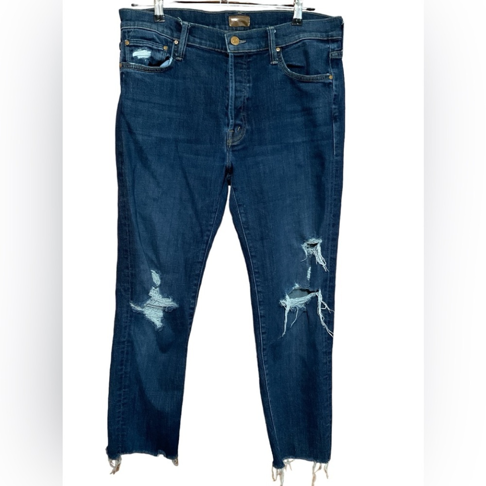 MOTHER The Scrapper Cuff Ankle Fray Distressed Jeans Size 29